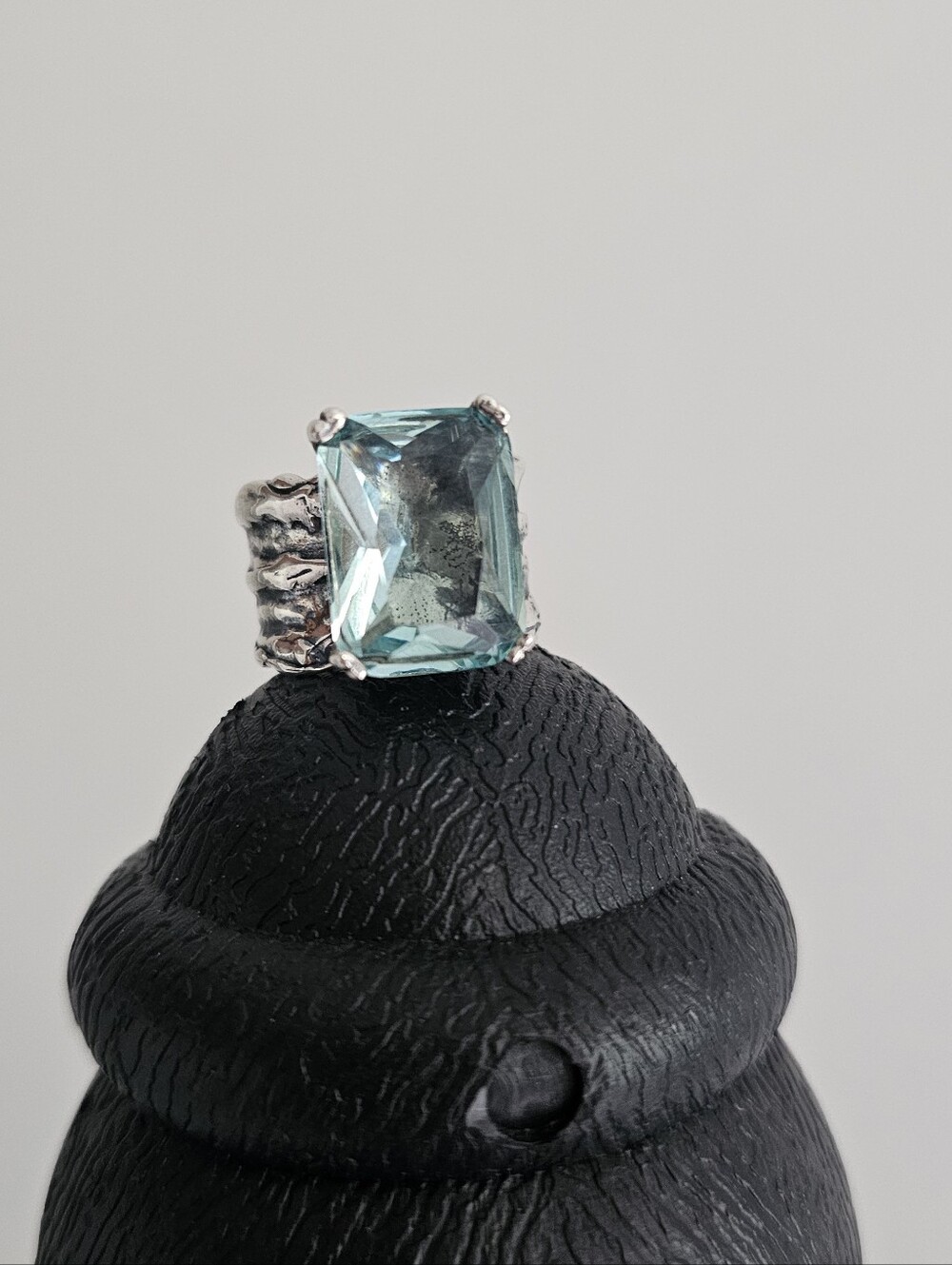 Silpada Retired Sterling Silver Aqua Blue Statement Ring Size 7 - Picture 4 of 7